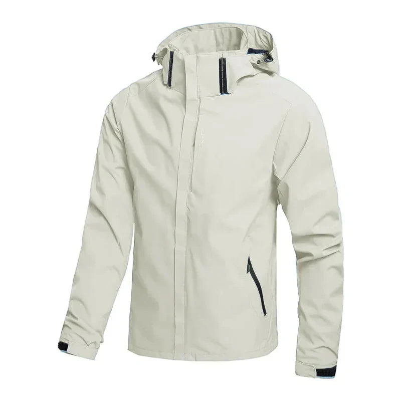 Hooded Rain Jacket for Men - Zip Up - Image 5