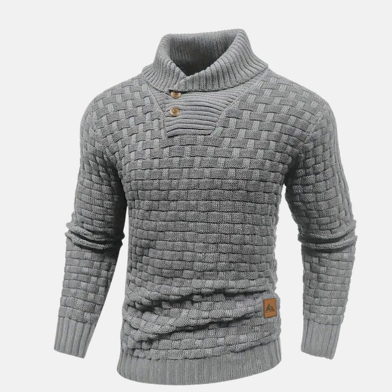 Shawl Collar Sweater for Men - Button Detail - Image 7