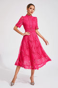 Lace Midi Dress for Women - A-Line Fit and Flare - Image 5