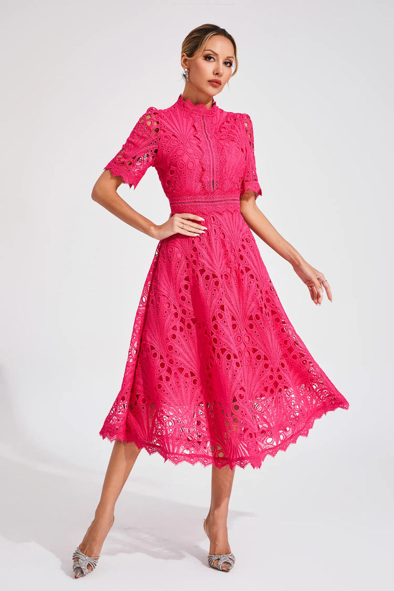 Lace Midi Dress for Women - A-Line Fit and Flare - Image 5