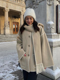 Oversized Fringe Coat for Women - Shawl Collar - Image 6