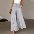 Wide Leg Palazzo Pants for women - High Waisted Drawstring Waist - Pockets Relaxed Fit - Image 3