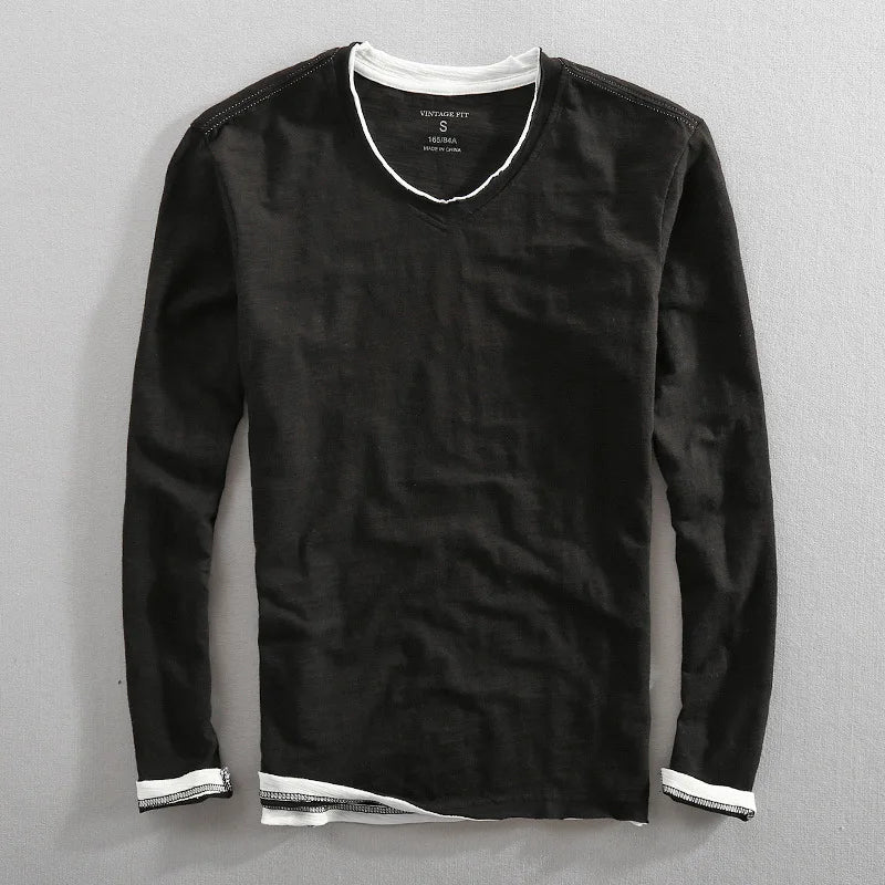 V-Neck Sweater for Men - Layered Cuff - Image 3