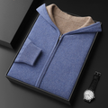 Knit Hooded Jacket for Men - Zip-Up - Image 3