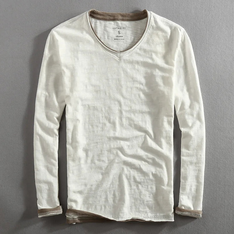 V-Neck Sweater for Men - Layered Cuff - Image 4