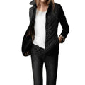 Quilted Collar Jacket for Women - Button-Down Hip Length - Image 2