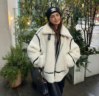 Sherpa Oversized Jacket for Women - Contrast Trim - Image 1