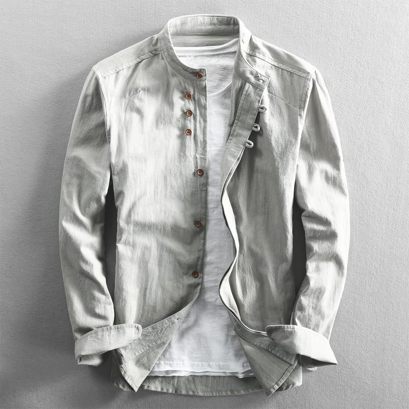 Mandarin Collar Shirt for Men - Long Sleeve - Image 3