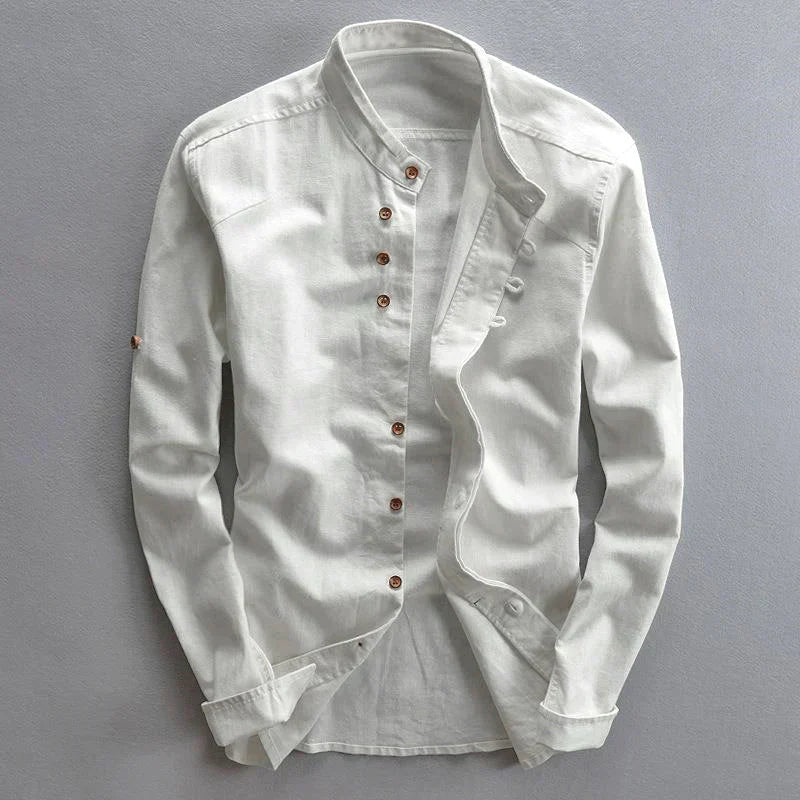 Mandarin Collar Shirt for Men - Long Sleeve - Image 2