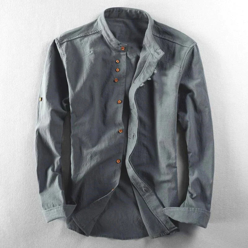 Mandarin Collar Shirt for Men - Long Sleeve - Image 4