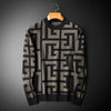 Crew Neck Sweater for Men - Geometric Print - Image 1
