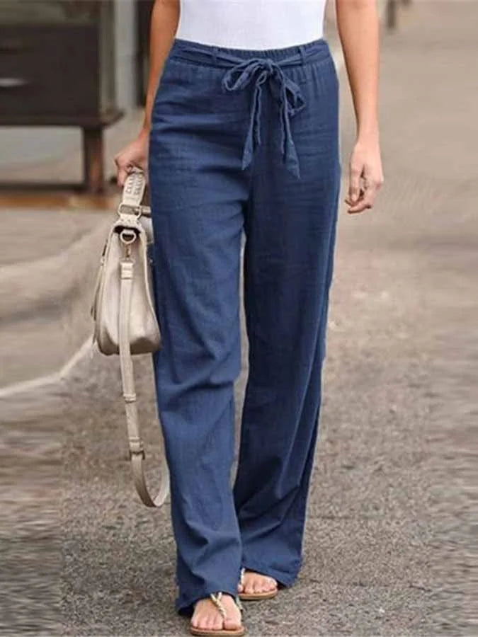 Wide Leg Pants for women - High Waisted Tie Waist - Relaxed Fit Casual - Image 7