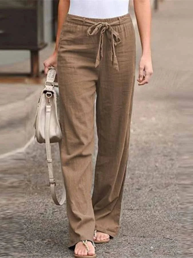 Wide Leg Pants for women - High Waisted Tie Waist - Relaxed Fit Casual - Image 6