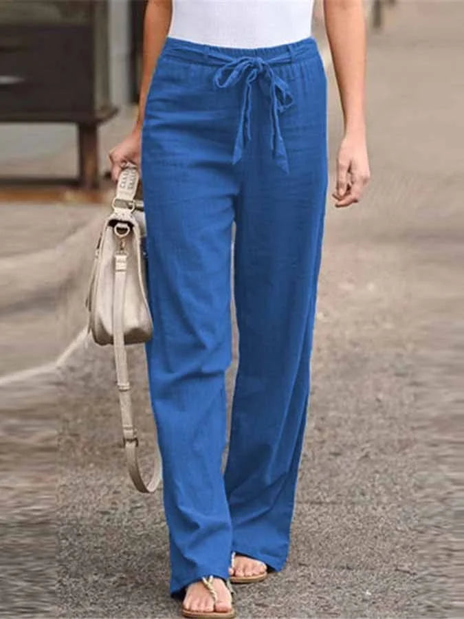 Wide Leg Pants for women - High Waisted Tie Waist - Relaxed Fit Casual - Image 2