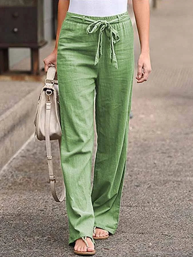 Wide Leg Pants for women - High Waisted Tie Waist - Relaxed Fit Casual - Image 5
