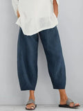 Wide Leg Cropped Pants for women - Loose Fit High Waisted - Elastic Waist - Image 3