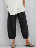 Wide Leg Cropped Pants for women - Loose Fit High Waisted - Elastic Waist - Image 4