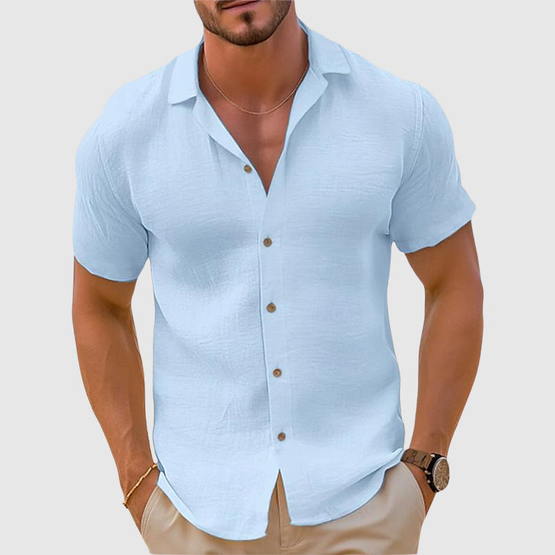 Camp Collar Short Sleeve Shirt for Men - Relaxed Fit Casual - Image 4
