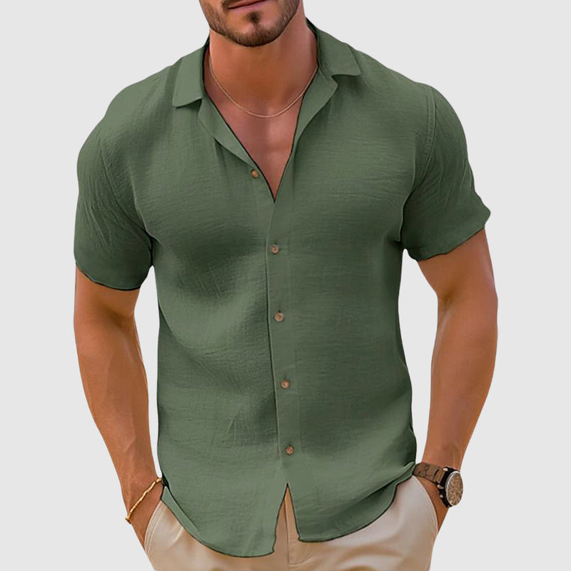 Camp Collar Short Sleeve Shirt for Men - Relaxed Fit Casual - Image 5