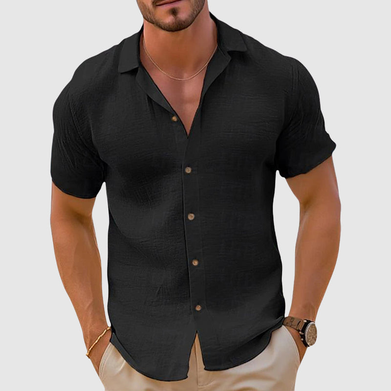 Camp Collar Short Sleeve Shirt for Men - Relaxed Fit Casual - Image 2