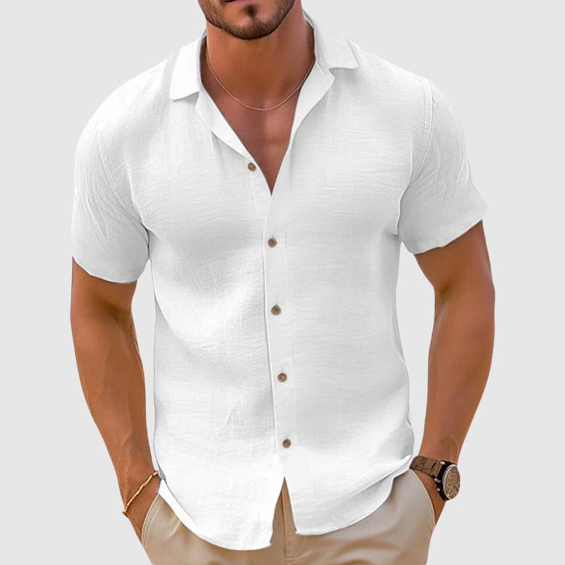 Camp Collar Short Sleeve Shirt for Men - Relaxed Fit Casual - Image 3