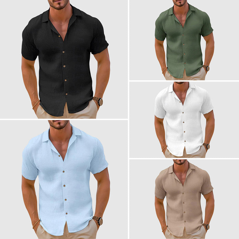 Camp Collar Short Sleeve Shirt for Men - Relaxed Fit Casual - Image 6