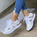 Lace-Up Sneakers Shoes for Women - Panelled Design - Image 2