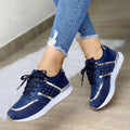 Lace-Up Sneakers Shoes for Women - Panelled Design - Image 3