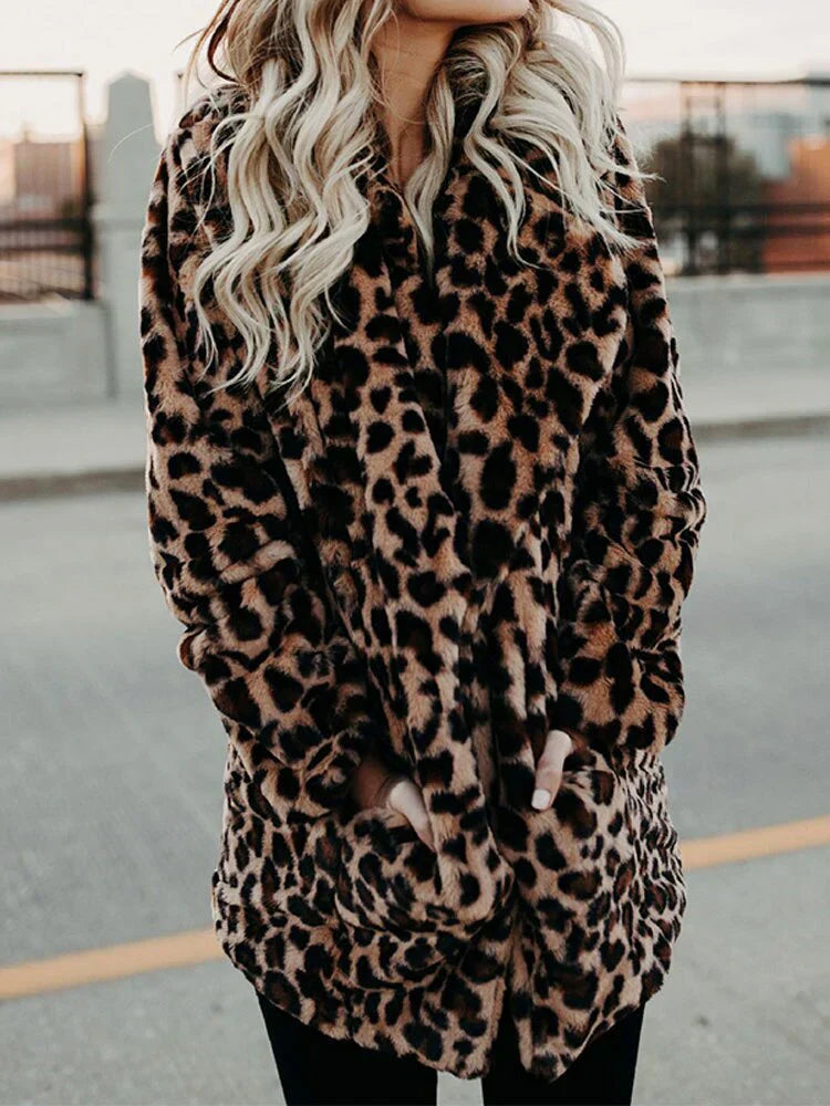 Leopard Print Coat for Women - Relaxed - Image 2