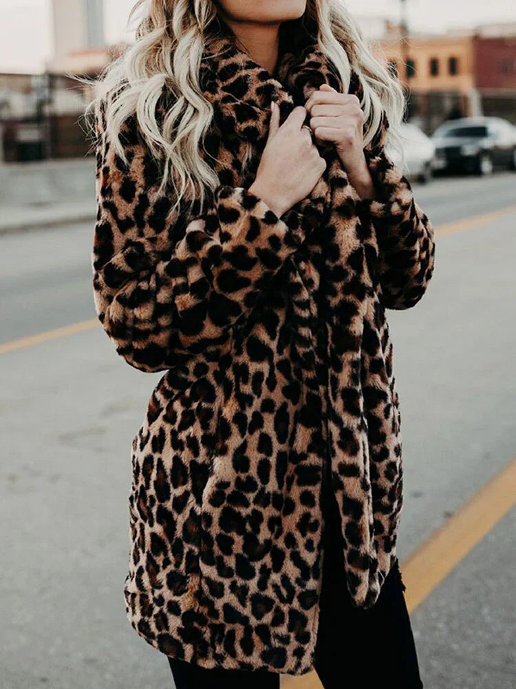 Leopard Print Coat for Women - Relaxed - Image 4