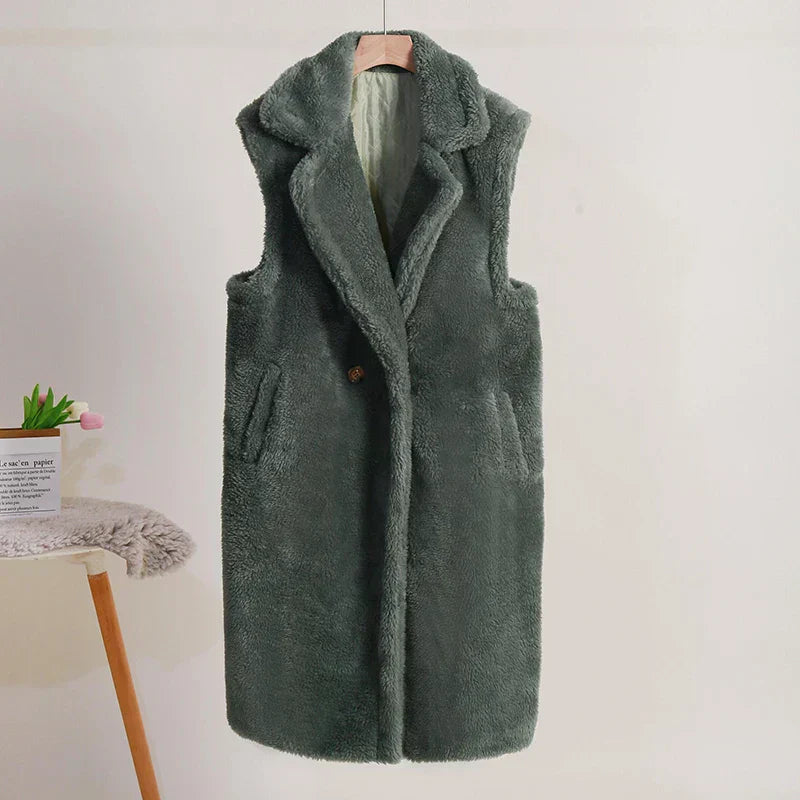 Sleeveless Coat Vest for Women - Lapel Collar - Image 9