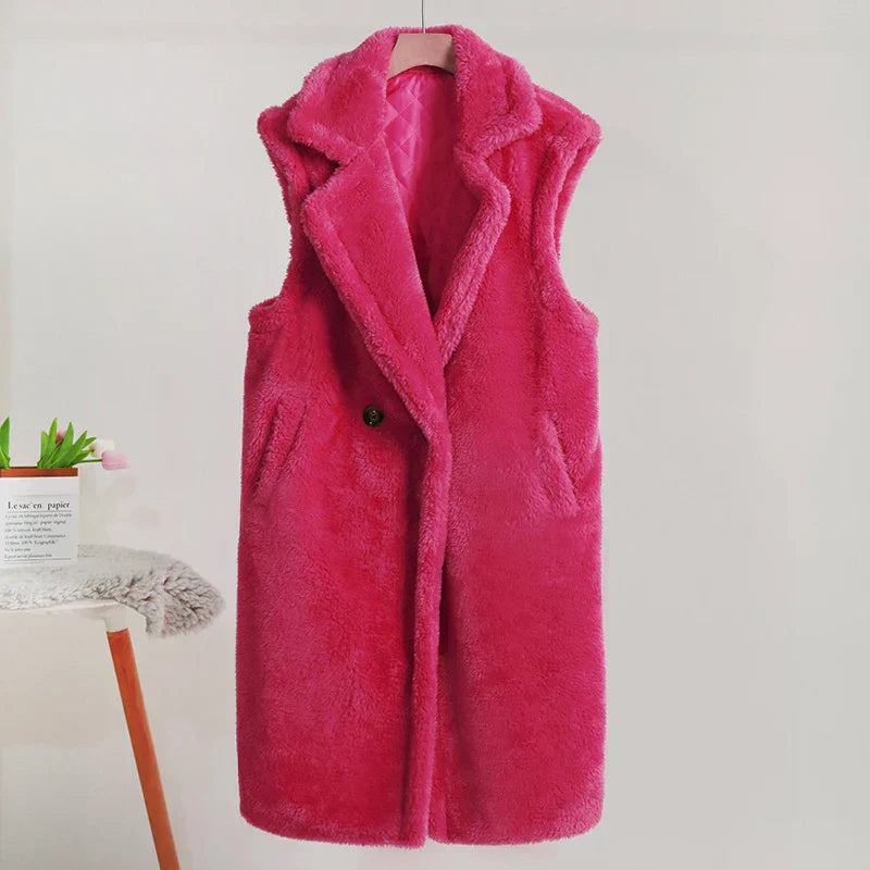 Sleeveless Coat Vest for Women - Lapel Collar - Image 5