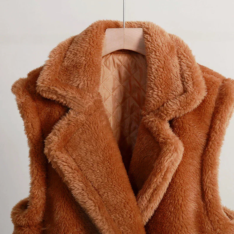 Sleeveless Coat Vest for Women - Lapel Collar - Image 2
