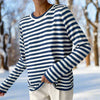 Striped Long Sleeve T-Shirt for women - Crew Neck Relaxed Fit - Image 1