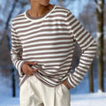 Striped Long Sleeve T-Shirt for women - Crew Neck Relaxed Fit - Image 2