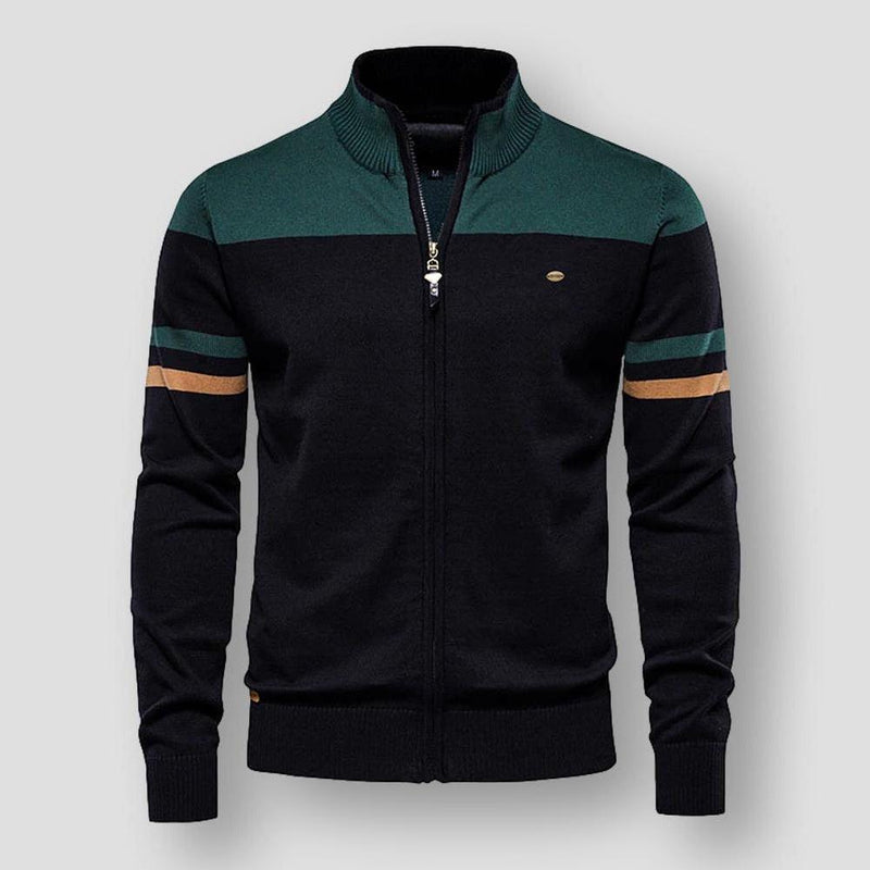 Knit Zip-Up Jacket for Men - Stand Collar - Image 4