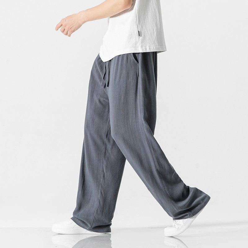 Wide Leg Pants for Men - Loose Fit Straight Leg - Drawstring Lounge Pants - Image 2