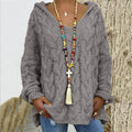 Cable Knit Sweater for Women - Hooded - Image 3