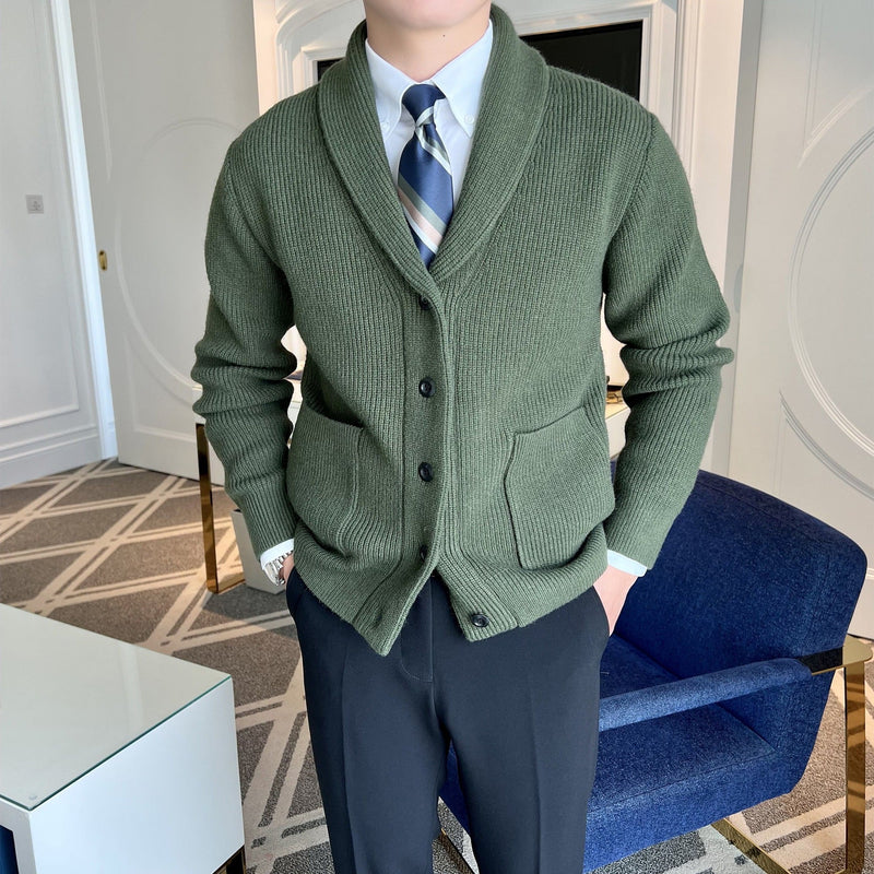 Shawl Collar Cardigan for Men - Button Front - Image 4