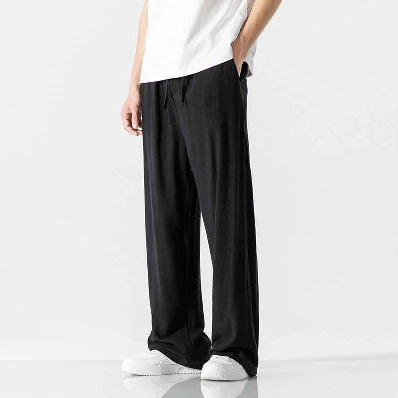 Wide Leg Pants for Men - Loose Fit Straight Leg - Drawstring Lounge Pants - Image 5