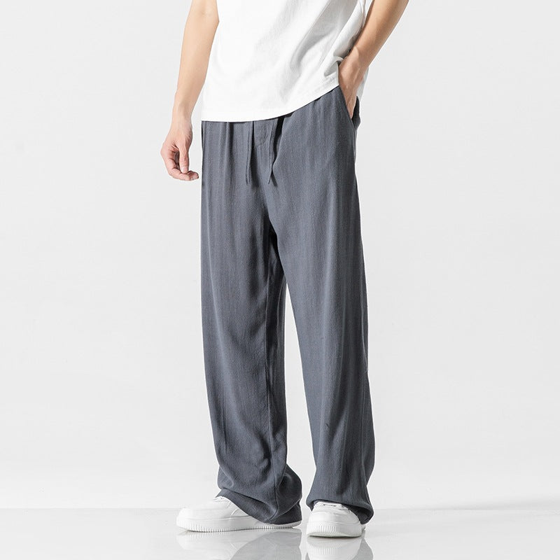 Wide Leg Pants for Men - Loose Fit Straight Leg - Drawstring Lounge Pants - Image 7