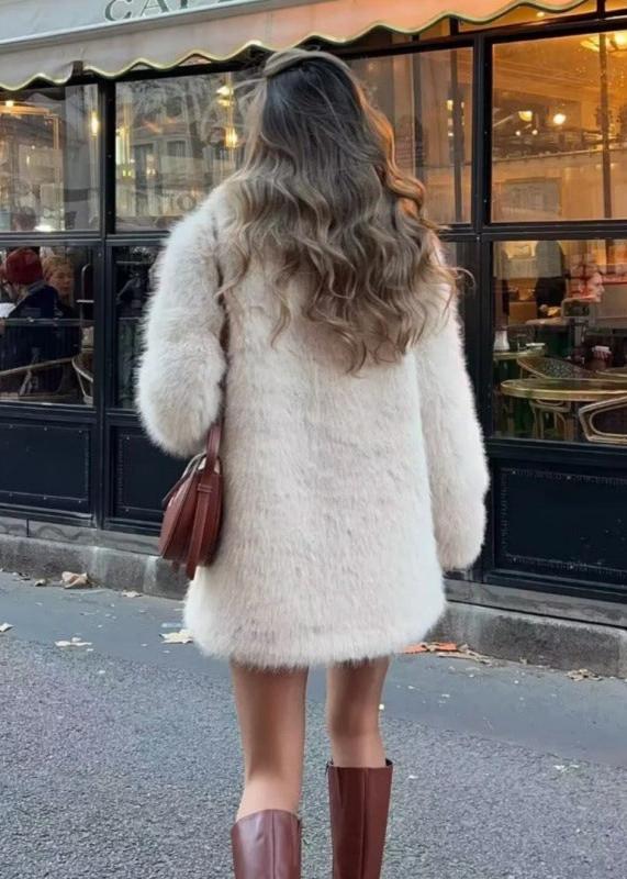 Faux Fur Oversized Coat for Women - Collared - Image 2