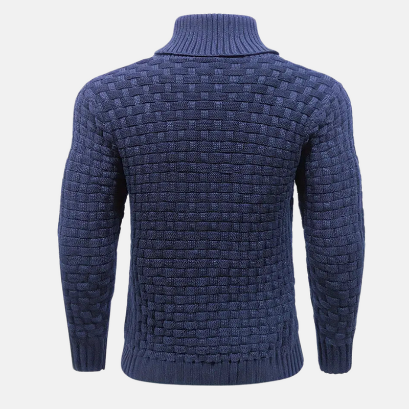 Shawl Collar Sweater for Men - Button Detail - Image 3