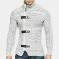 Cable Knit Zip-Up Sweater for Men - Slim Fit - Image 3
