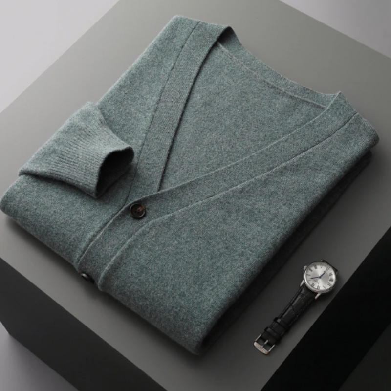 V-Neck Cardigan Sweater for Men - Button Front - Image 13