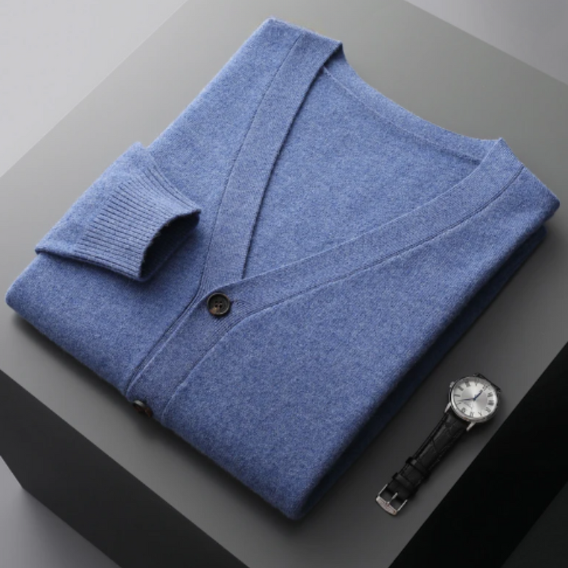 V-Neck Cardigan Sweater for Men - Button Front - Image 8