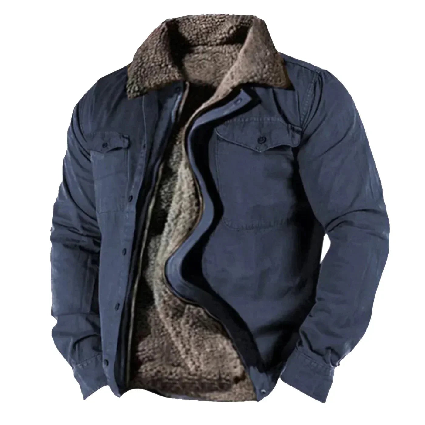 Sherpa Collar Jacket for Men - Button Front - Image 2