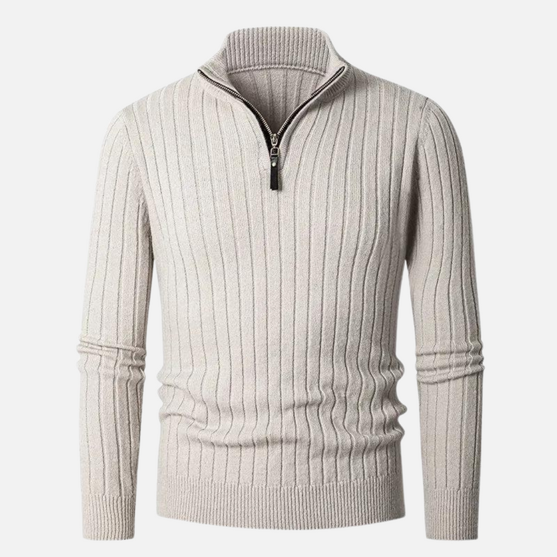 Ribbed Quarter-Zip Sweater for Men - Long Sleeve - Image 1