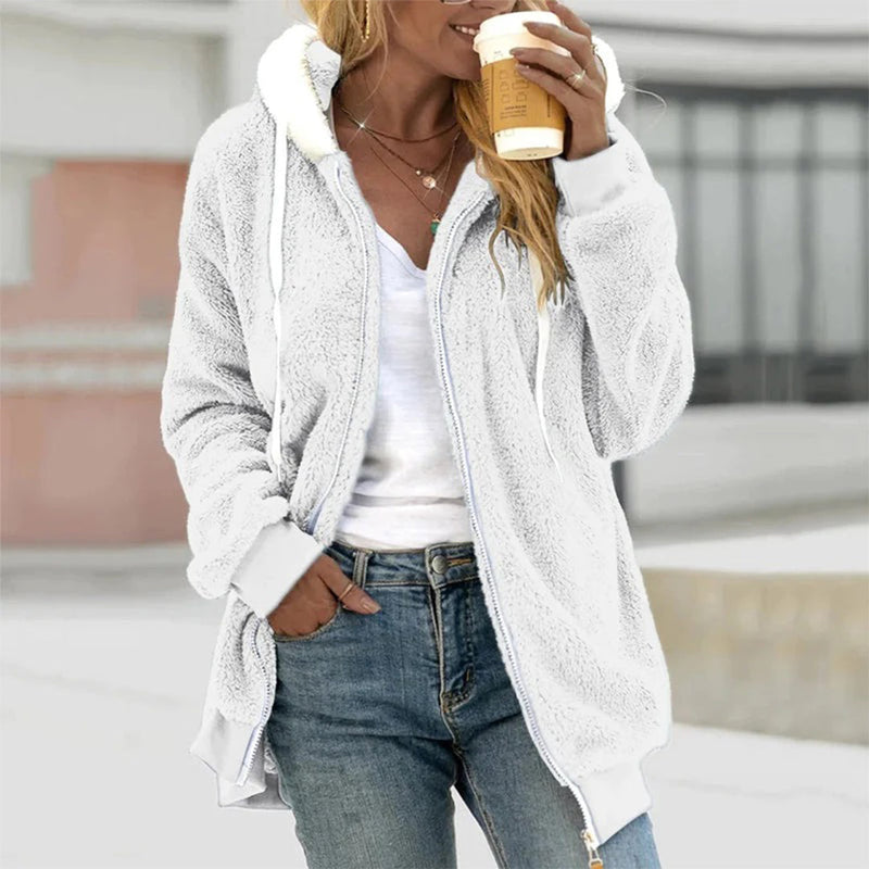 Fleece Hooded Jacket for Women - Zip Front - Image 7