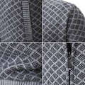 Zip-Up Patterned Sweater for Men - High Neck - Image 4